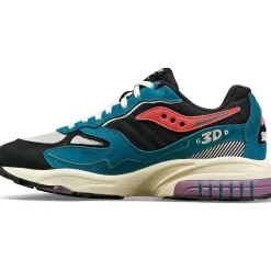 Heren Saucony Grid | 3D Grid Hurricane Midnight Swimming Green / Black