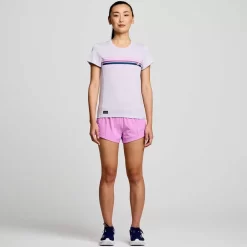 Dames Saucony Tops | Dames Stopwatch Graphic Short Sleeve Mauve Graphic