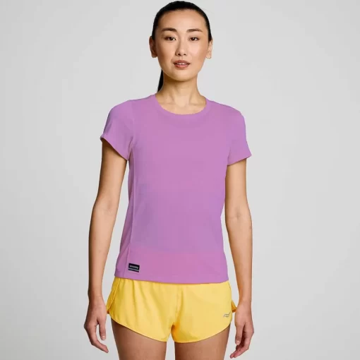 Dames Saucony Tops | Dames Stopwatch Short Sleeve Grape Heather