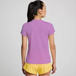 Dames Saucony Tops | Dames Stopwatch Short Sleeve Grape Heather