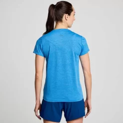 Dames Saucony Tops | Dames Stopwatch Short Sleeve Bluelight Heather