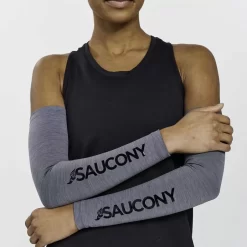 Heren Saucony Accessoires | Fortify Arm Sleeves Dark Grey Heather