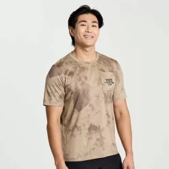 Heren Saucony Tops | Heren Explorer Short Sleeve Pewter Tie-Dye Print