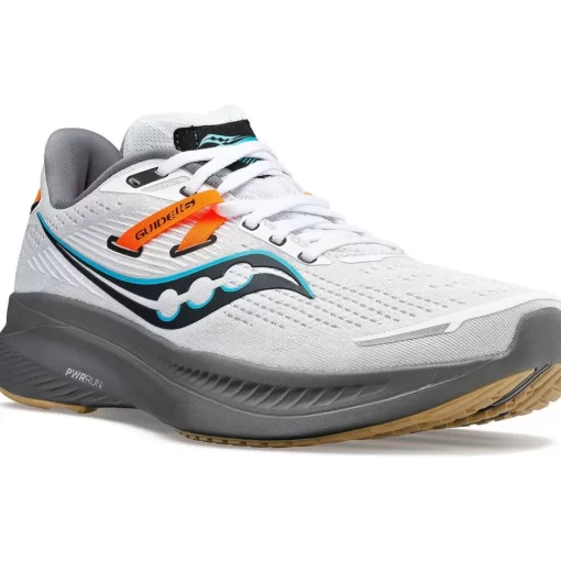 Heren Saucony Stabiliteit | Heren Guide 16 White / Gravel