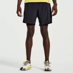 Heren Saucony Tights And Shorts | Heren Outpace 7" 2-In-1 Short Black