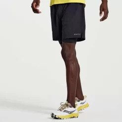 Heren Saucony Tights And Shorts | Heren Outpace 7" 2-In-1 Short Black