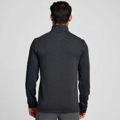 Heren Saucony Jacks En Vesten | Heren Triumph 3D 1/2 Zip Black Heather